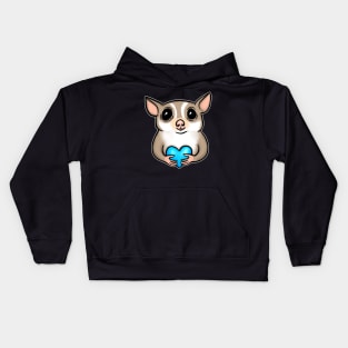 Sugar Glider Blue Heart for Sugar Glider Lovers Kids Hoodie